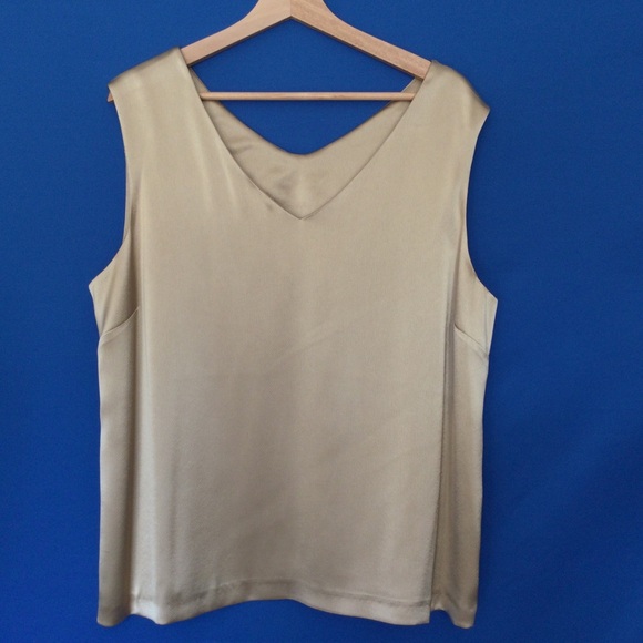 Jax Vintage Size 18 Gold Shell Tank Top Sleeveless Blouse Gold - Picture 4 of 13